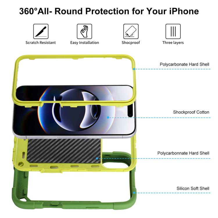 For iPhone 17 Pro Dual Ring 360 Degree Rotation Holder PC Hybrid Silicone Phone Case
