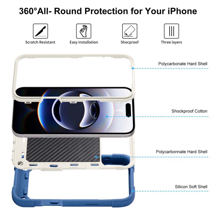 For iPhone 17 Pro Dual Ring 360 Degree Rotation Holder PC Hybrid Silicone Phone Case