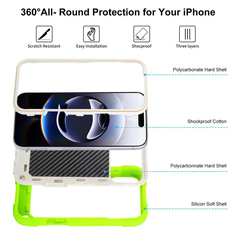 For iPhone 17 Pro Dual Ring 360 Degree Rotation Holder PC Hybrid Silicone Phone Case