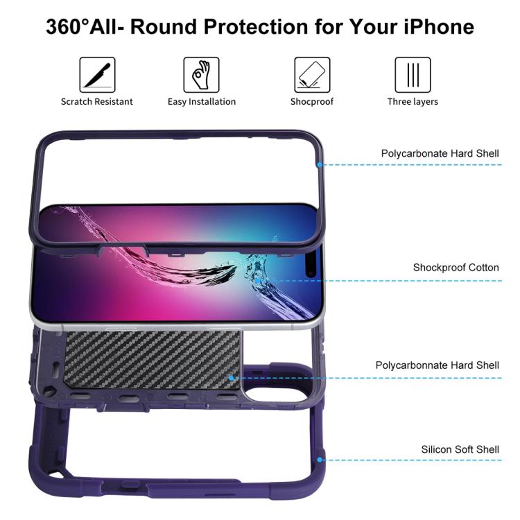 For iPhone 17 Pro Dual Ring 360 Degree Rotation Holder PC Hybrid Silicone Phone Case