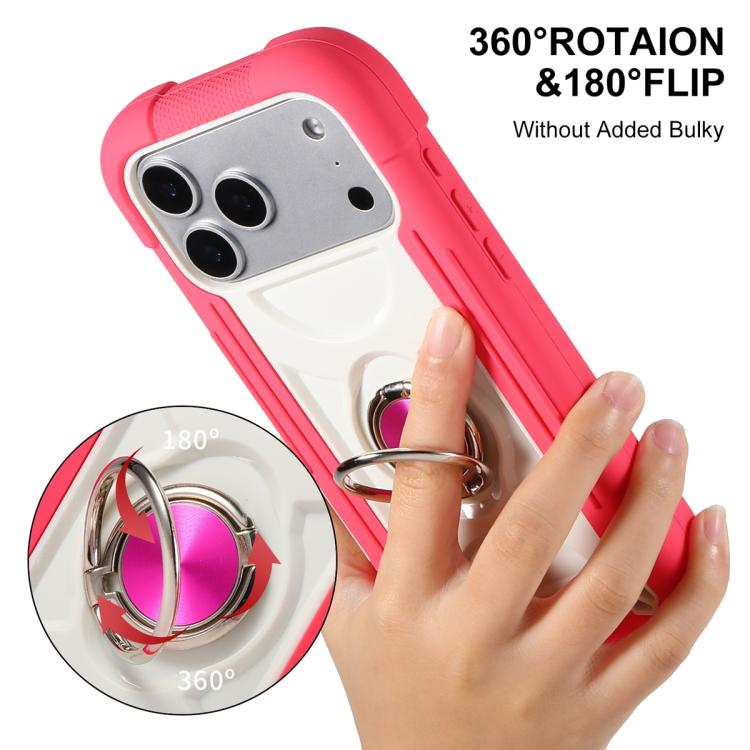 For iPhone 17 Dual Ring 360 Degree Rotation Holder PC Hybrid Silicone Phone Case