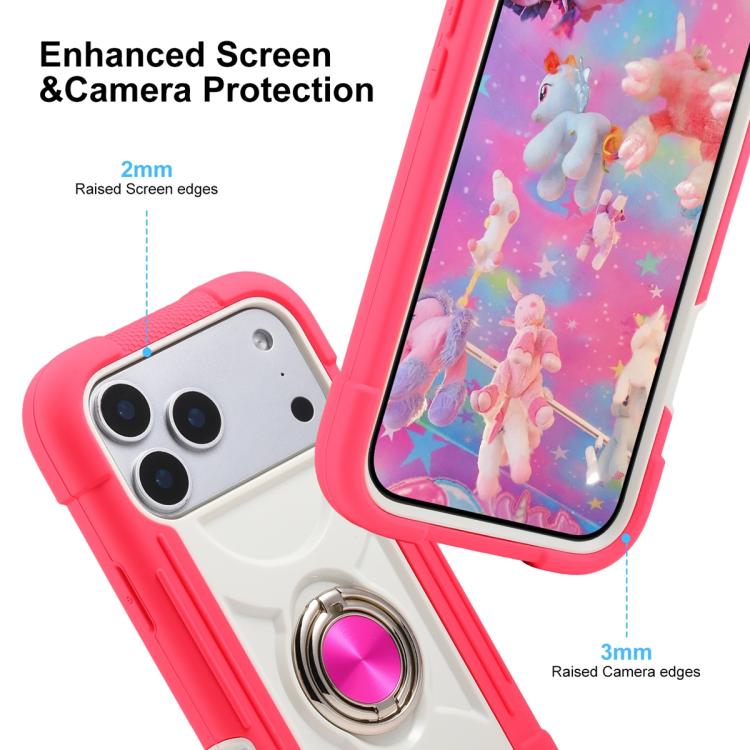 For iPhone 17 Dual Ring 360 Degree Rotation Holder PC Hybrid Silicone Phone Case