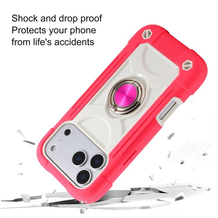 For iPhone 17 Dual Ring 360 Degree Rotation Holder PC Hybrid Silicone Phone Case