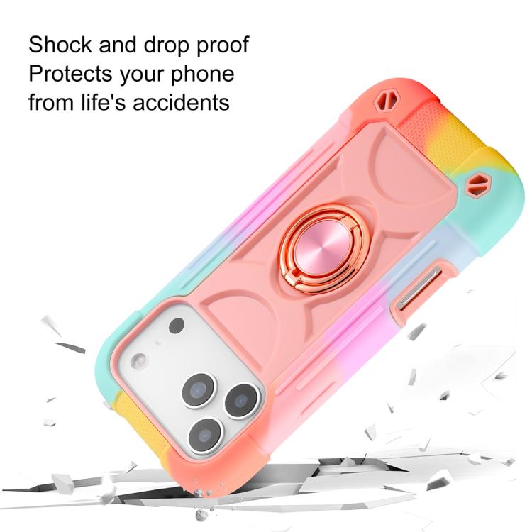 For iPhone 17 Dual Ring 360 Degree Rotation Holder PC Hybrid Silicone Phone Case
