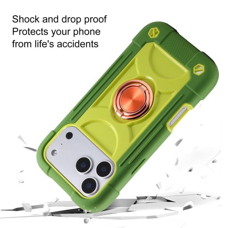 For iPhone 17 Dual Ring 360 Degree Rotation Holder PC Hybrid Silicone Phone Case