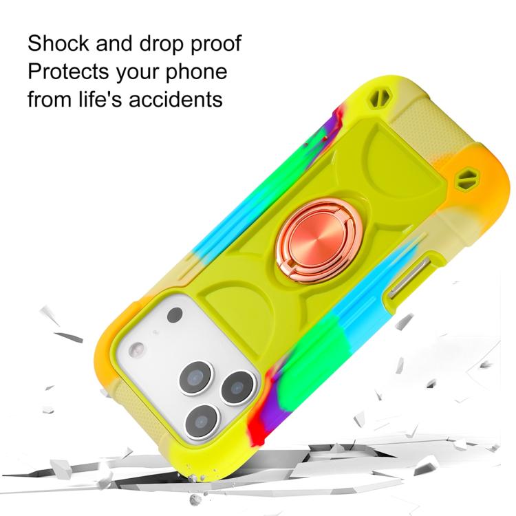 For iPhone 17 Dual Ring 360 Degree Rotation Holder PC Hybrid Silicone Phone Case