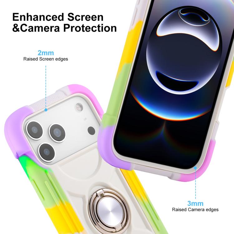 For iPhone 17 Dual Ring 360 Degree Rotation Holder PC Hybrid Silicone Phone Case