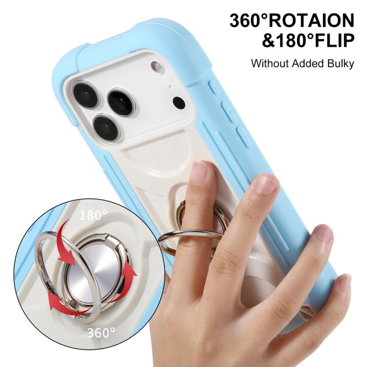 For iPhone 17 Dual Ring 360 Degree Rotation Holder PC Hybrid Silicone Phone Case