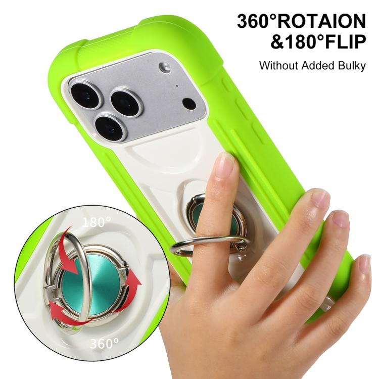 For iPhone 17 Dual Ring 360 Degree Rotation Holder PC Hybrid Silicone Phone Case