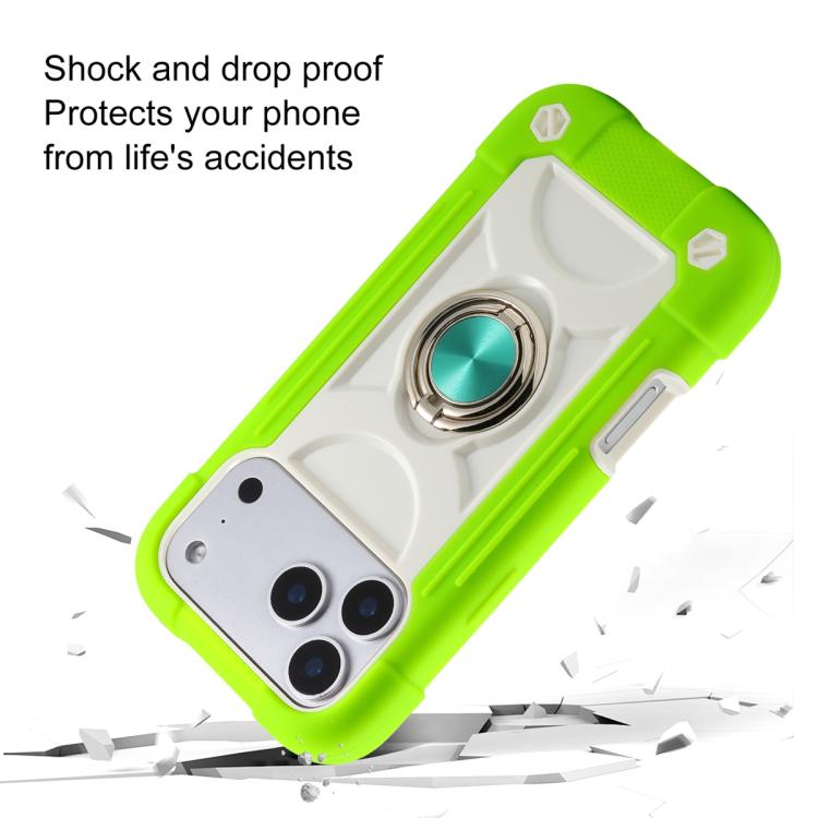 For iPhone 17 Dual Ring 360 Degree Rotation Holder PC Hybrid Silicone Phone Case