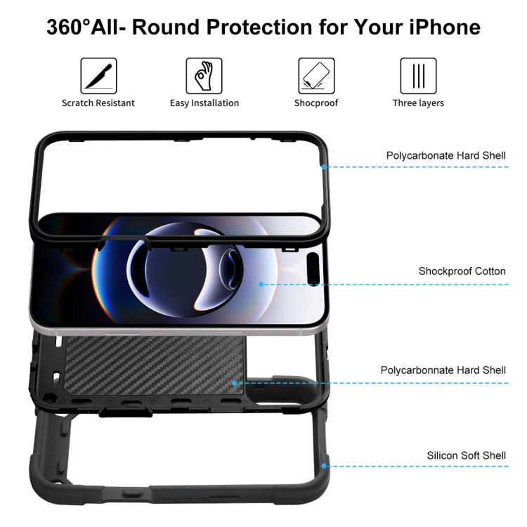 For iPhone 17 Dual Ring 360 Degree Rotation Holder PC Hybrid Silicone Phone Case