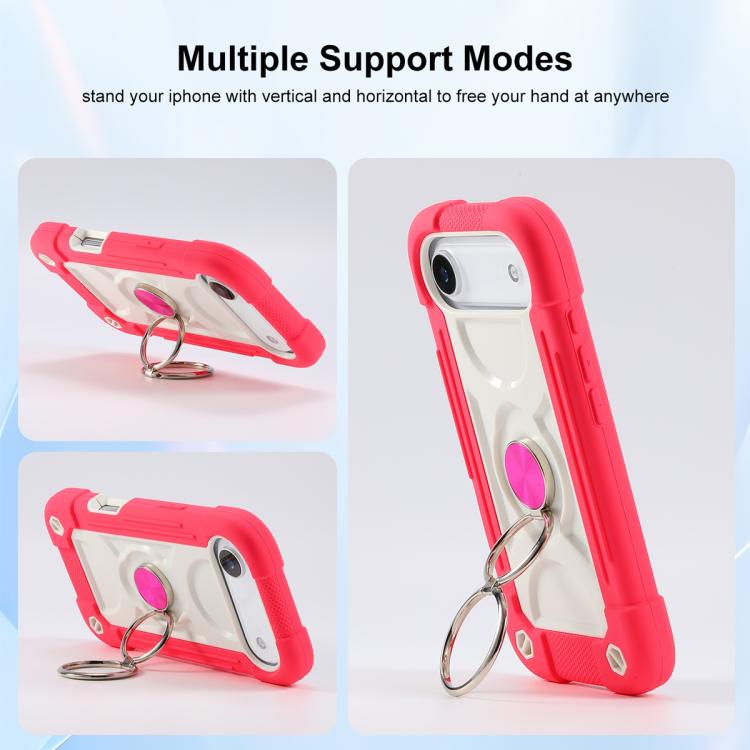 For iPhone Air Dual Ring 360 Degree Rotation Holder PC Hybrid Silicone Phone Case