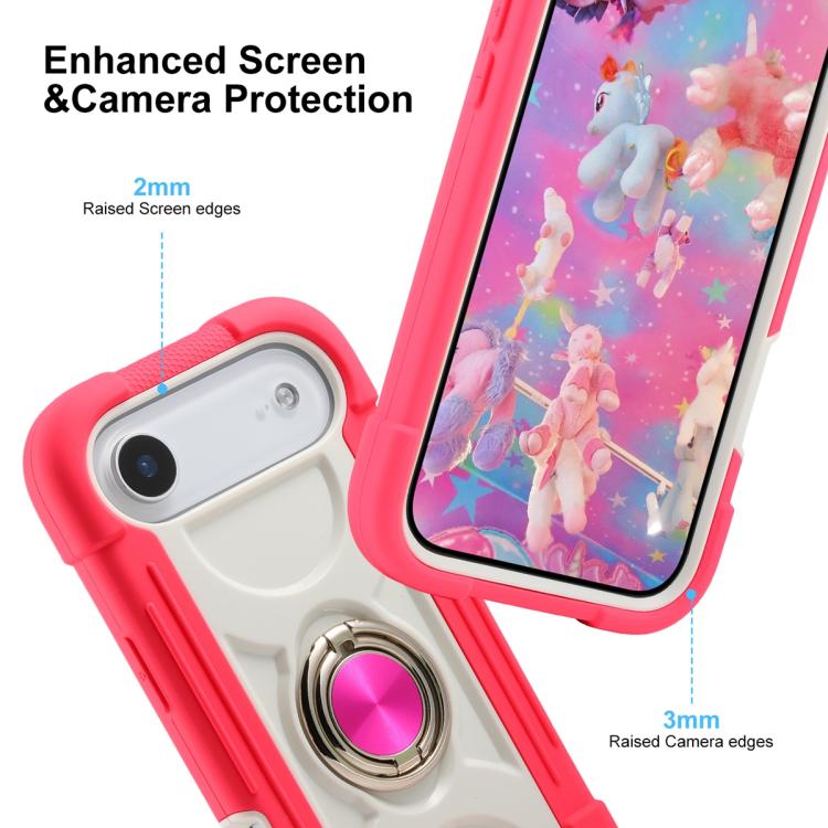 For iPhone Air Dual Ring 360 Degree Rotation Holder PC Hybrid Silicone Phone Case