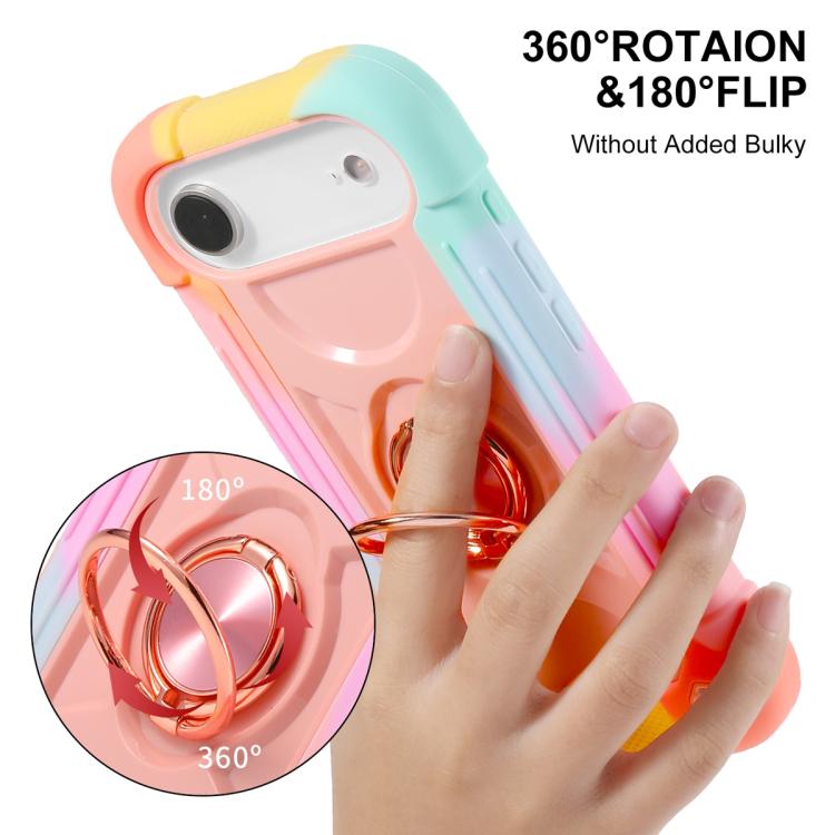 For iPhone Air Dual Ring 360 Degree Rotation Holder PC Hybrid Silicone Phone Case