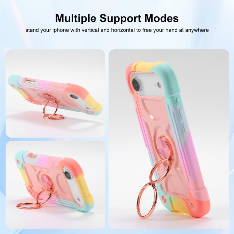 For iPhone Air Dual Ring 360 Degree Rotation Holder PC Hybrid Silicone Phone Case