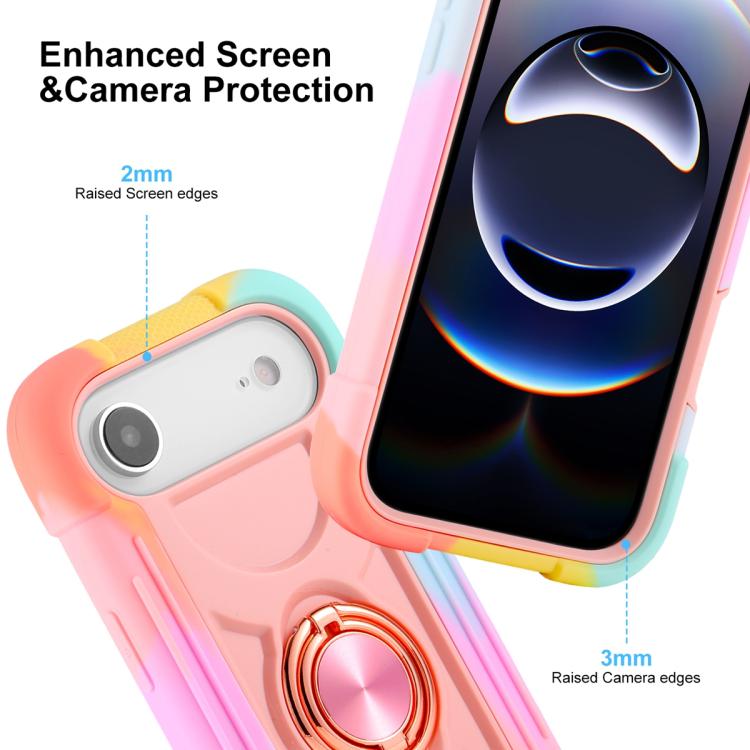 For iPhone Air Dual Ring 360 Degree Rotation Holder PC Hybrid Silicone Phone Case