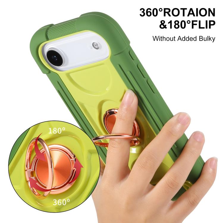 For iPhone Air Dual Ring 360 Degree Rotation Holder PC Hybrid Silicone Phone Case
