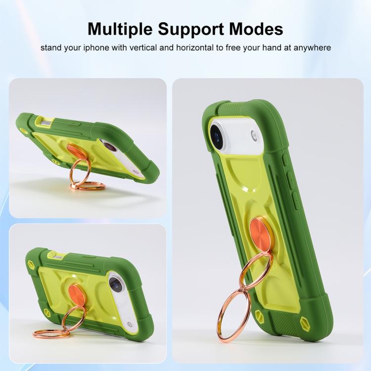 For iPhone Air Dual Ring 360 Degree Rotation Holder PC Hybrid Silicone Phone Case