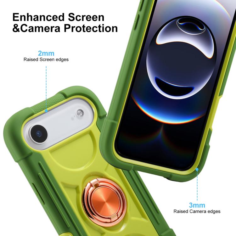 For iPhone Air Dual Ring 360 Degree Rotation Holder PC Hybrid Silicone Phone Case