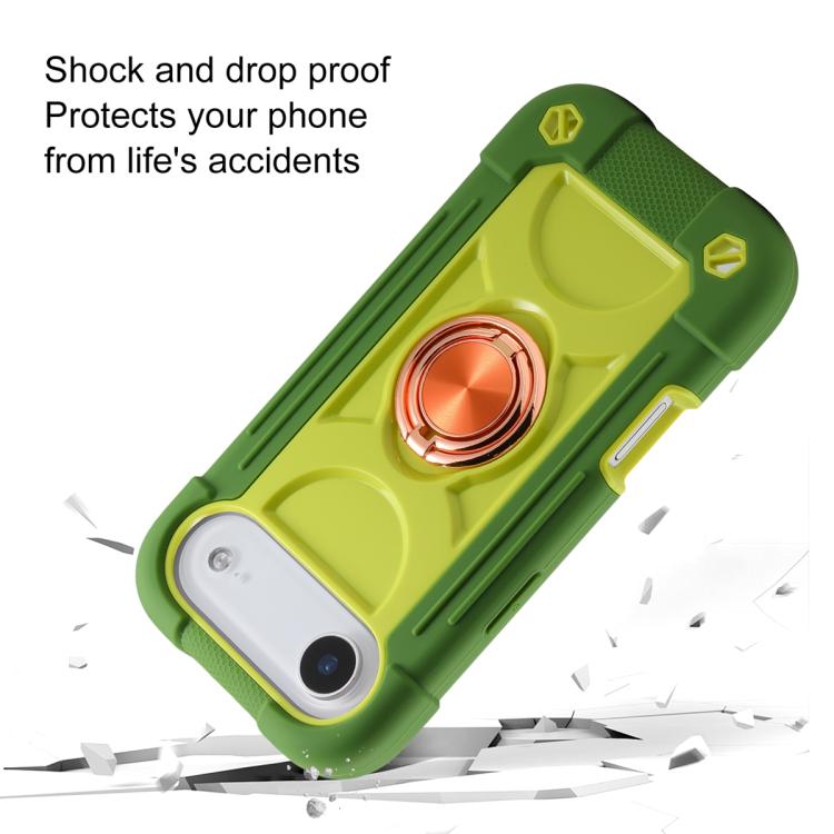 For iPhone Air Dual Ring 360 Degree Rotation Holder PC Hybrid Silicone Phone Case