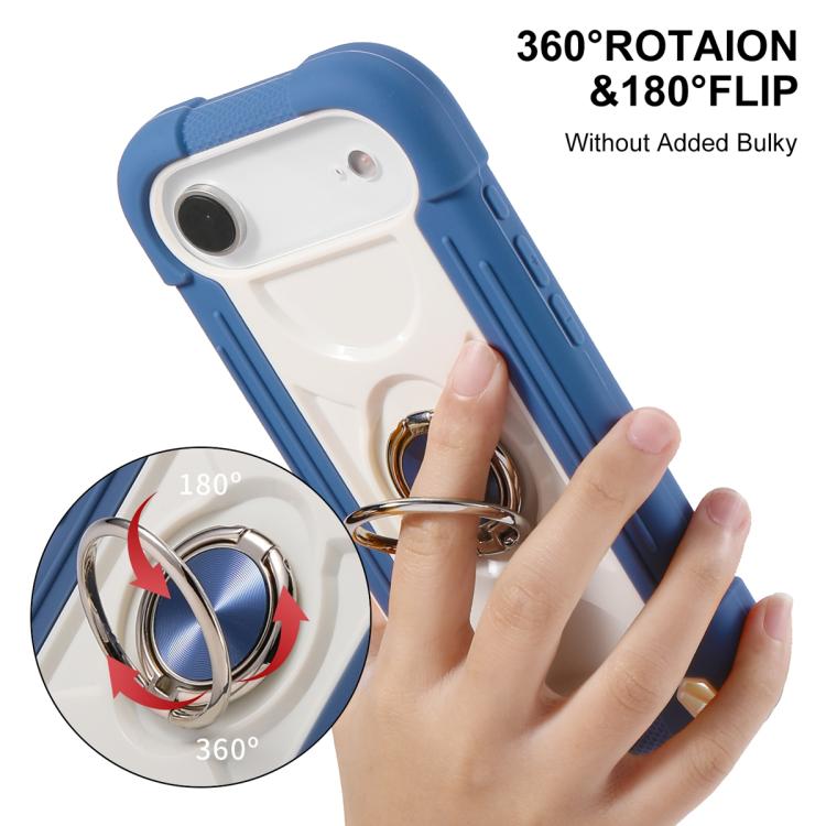 For iPhone Air Dual Ring 360 Degree Rotation Holder PC Hybrid Silicone Phone Case