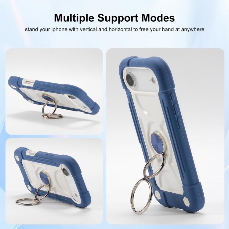 For iPhone Air Dual Ring 360 Degree Rotation Holder PC Hybrid Silicone Phone Case
