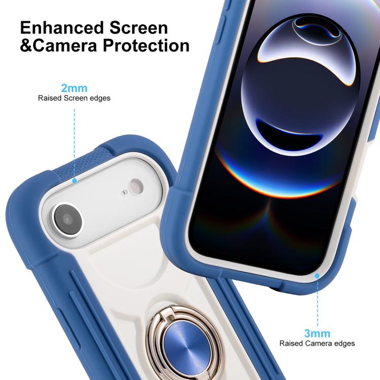 For iPhone Air Dual Ring 360 Degree Rotation Holder PC Hybrid Silicone Phone Case