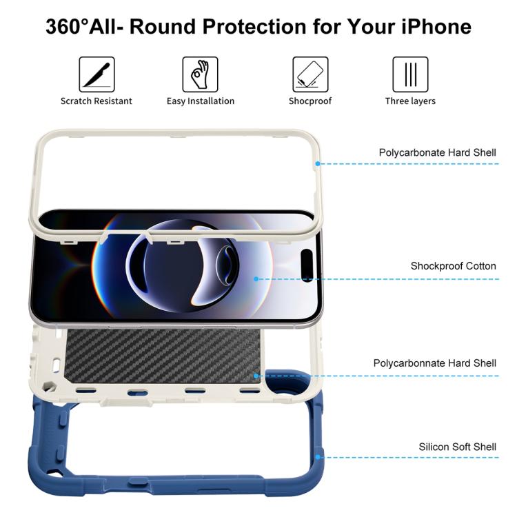 For iPhone Air Dual Ring 360 Degree Rotation Holder PC Hybrid Silicone Phone Case