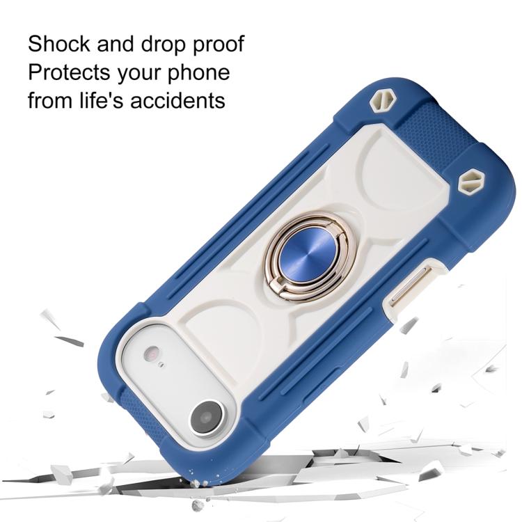 For iPhone Air Dual Ring 360 Degree Rotation Holder PC Hybrid Silicone Phone Case