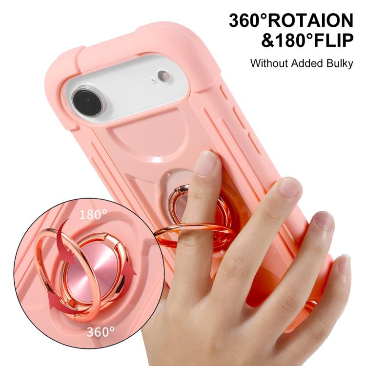 For iPhone Air Dual Ring 360 Degree Rotation Holder PC Hybrid Silicone Phone Case