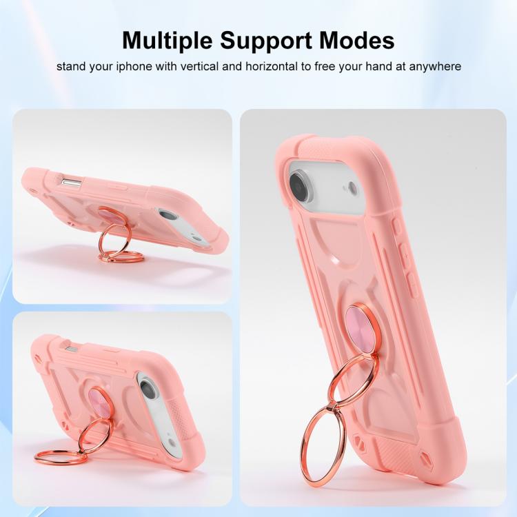 For iPhone Air Dual Ring 360 Degree Rotation Holder PC Hybrid Silicone Phone Case