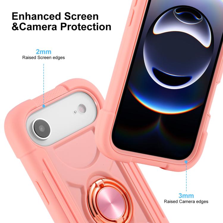 For iPhone Air Dual Ring 360 Degree Rotation Holder PC Hybrid Silicone Phone Case
