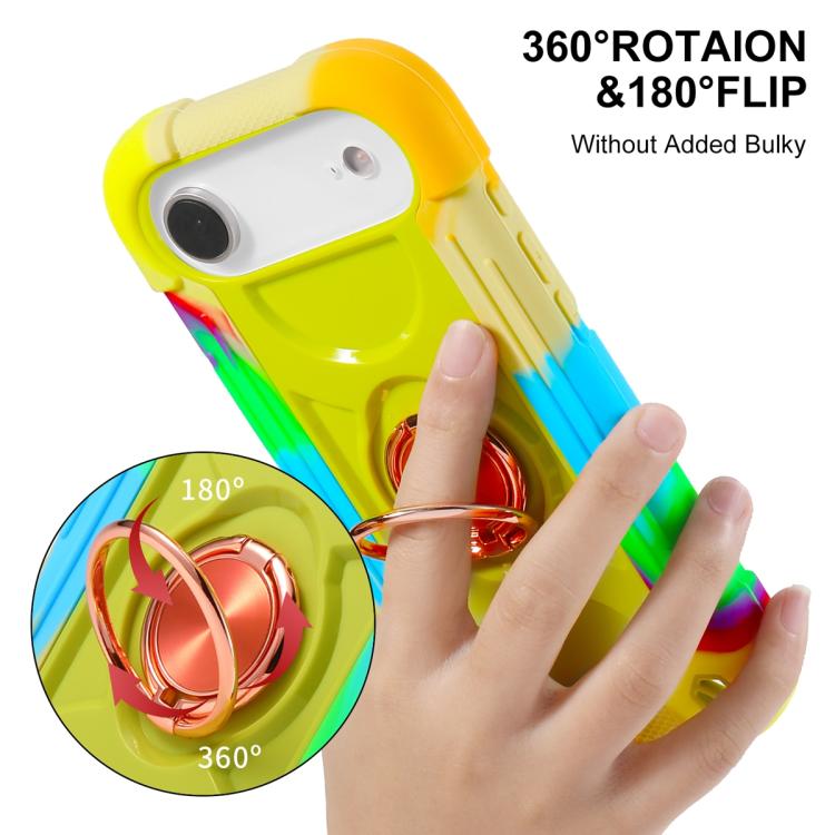 For iPhone Air Dual Ring 360 Degree Rotation Holder PC Hybrid Silicone Phone Case