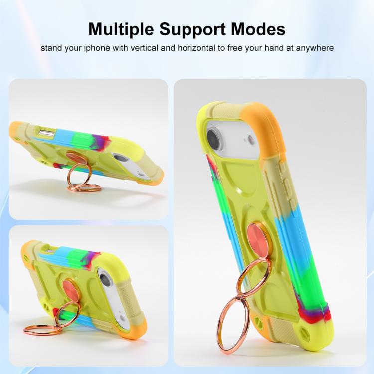 For iPhone Air Dual Ring 360 Degree Rotation Holder PC Hybrid Silicone Phone Case