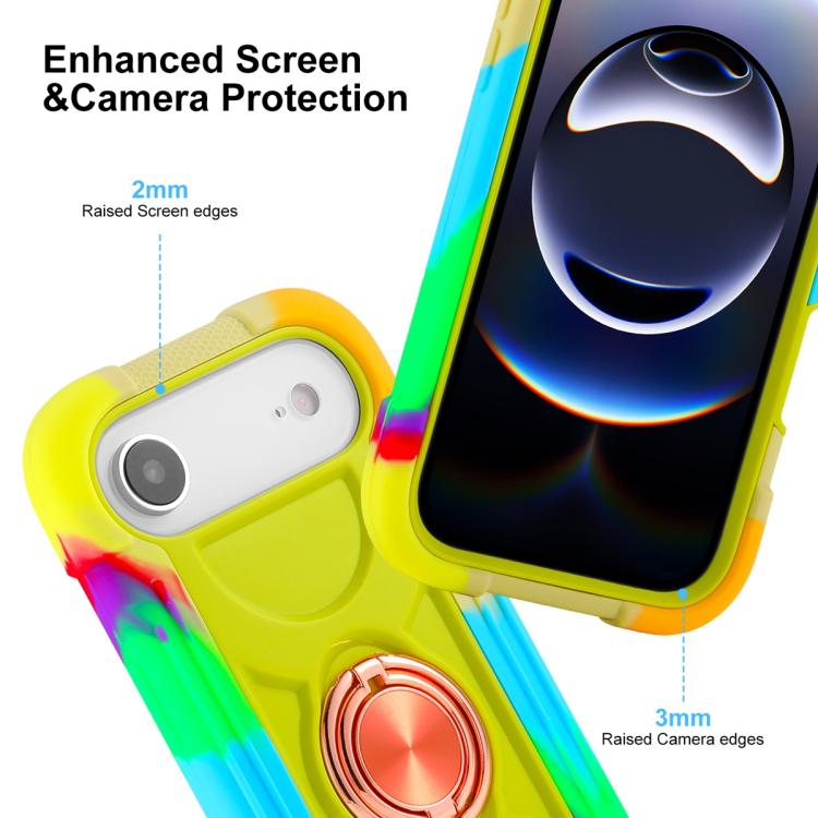 For iPhone Air Dual Ring 360 Degree Rotation Holder PC Hybrid Silicone Phone Case