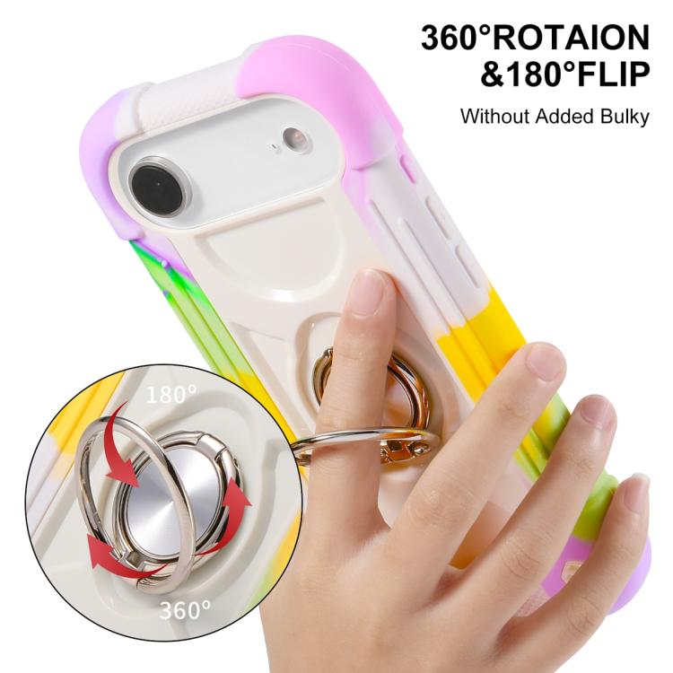 For iPhone Air Dual Ring 360 Degree Rotation Holder PC Hybrid Silicone Phone Case