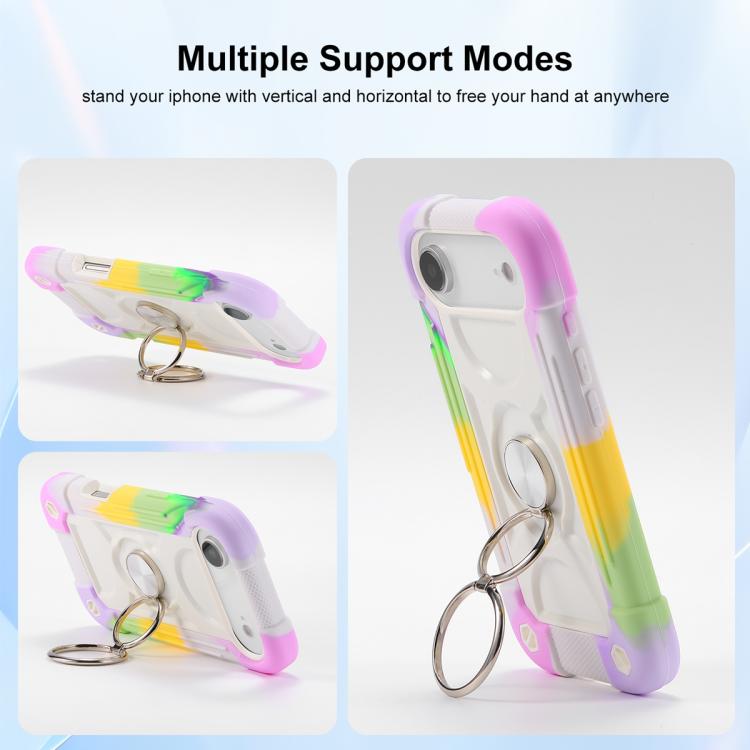 For iPhone Air Dual Ring 360 Degree Rotation Holder PC Hybrid Silicone Phone Case