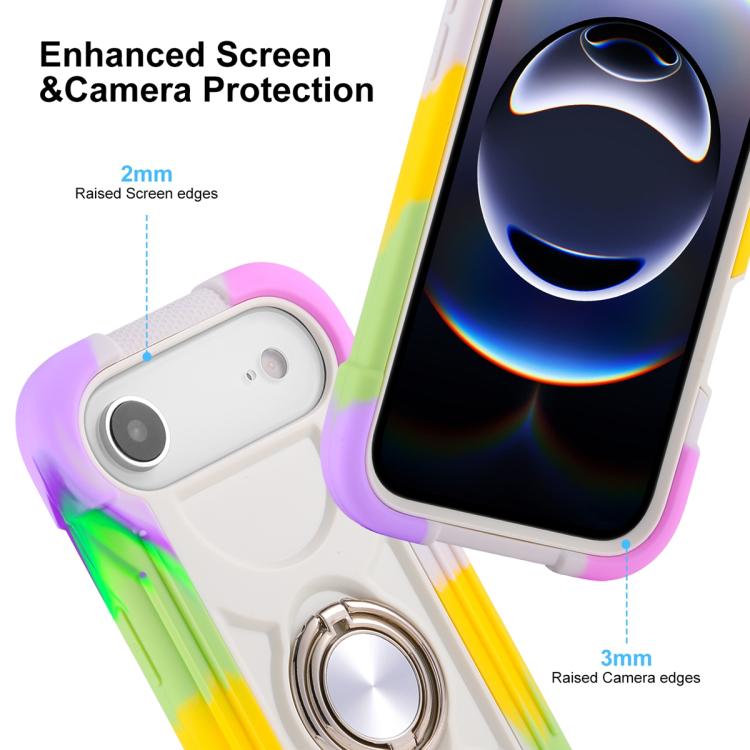 For iPhone Air Dual Ring 360 Degree Rotation Holder PC Hybrid Silicone Phone Case