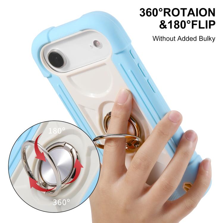 For iPhone Air Dual Ring 360 Degree Rotation Holder PC Hybrid Silicone Phone Case