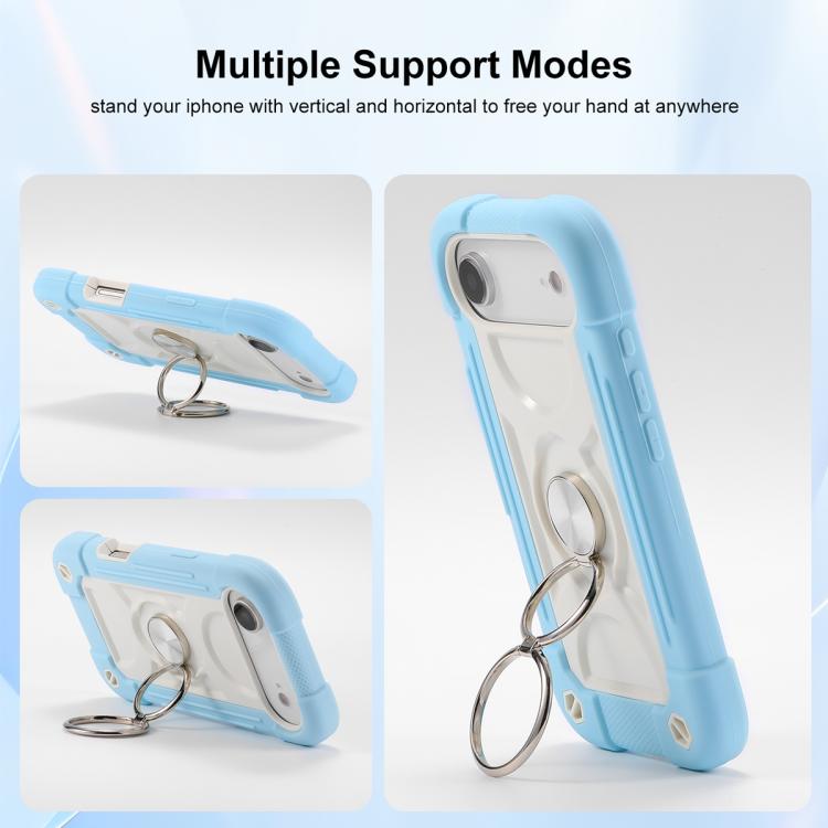 For iPhone Air Dual Ring 360 Degree Rotation Holder PC Hybrid Silicone Phone Case