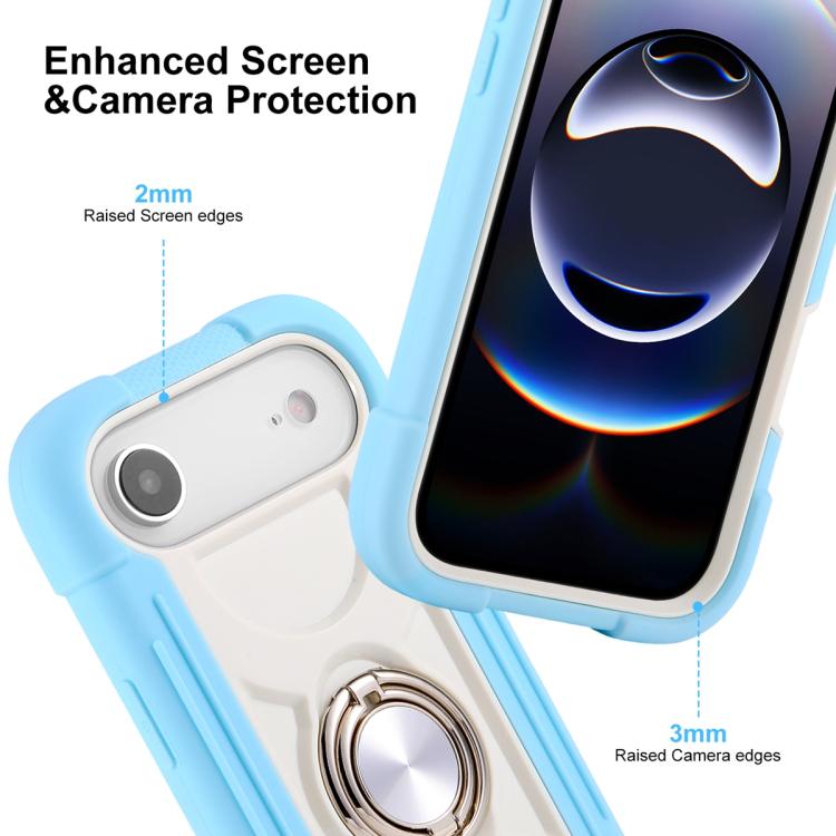For iPhone Air Dual Ring 360 Degree Rotation Holder PC Hybrid Silicone Phone Case