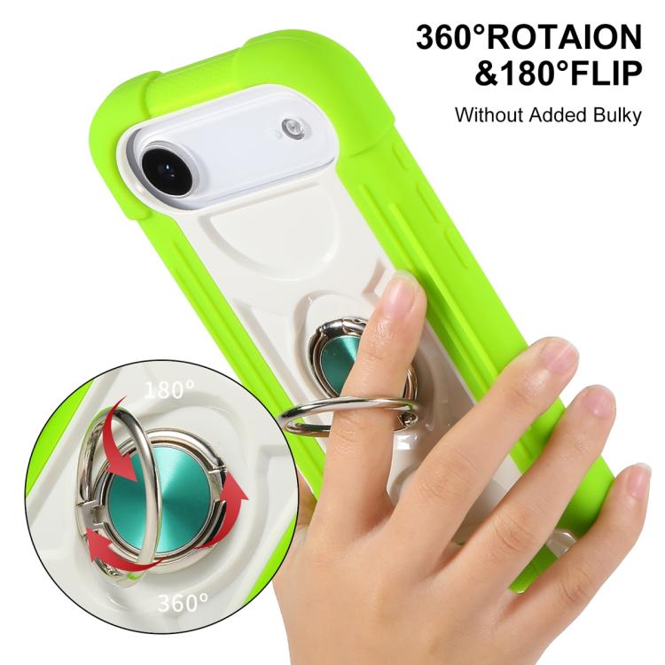 For iPhone Air Dual Ring 360 Degree Rotation Holder PC Hybrid Silicone Phone Case