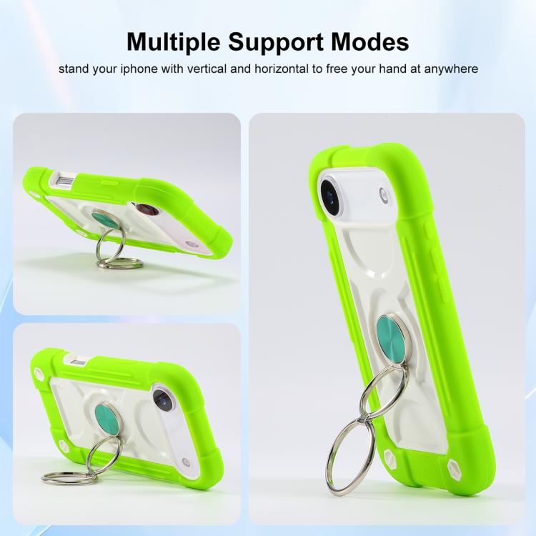 For iPhone Air Dual Ring 360 Degree Rotation Holder PC Hybrid Silicone Phone Case