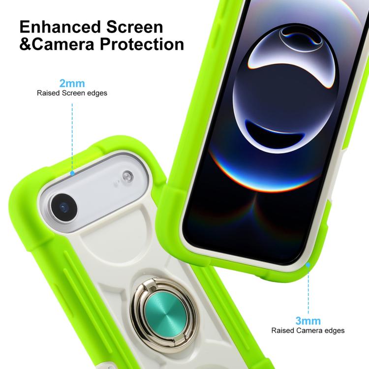 For iPhone Air Dual Ring 360 Degree Rotation Holder PC Hybrid Silicone Phone Case