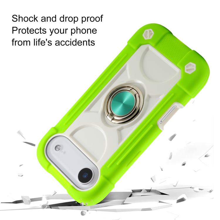 For iPhone Air Dual Ring 360 Degree Rotation Holder PC Hybrid Silicone Phone Case