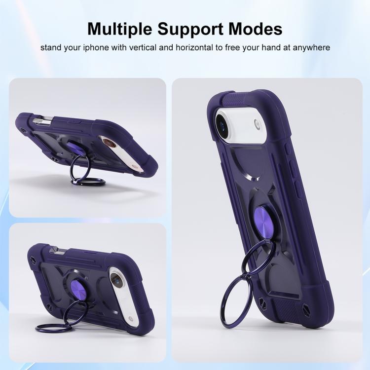 For iPhone Air Dual Ring 360 Degree Rotation Holder PC Hybrid Silicone Phone Case