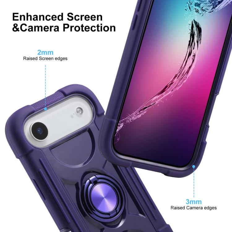 For iPhone Air Dual Ring 360 Degree Rotation Holder PC Hybrid Silicone Phone Case