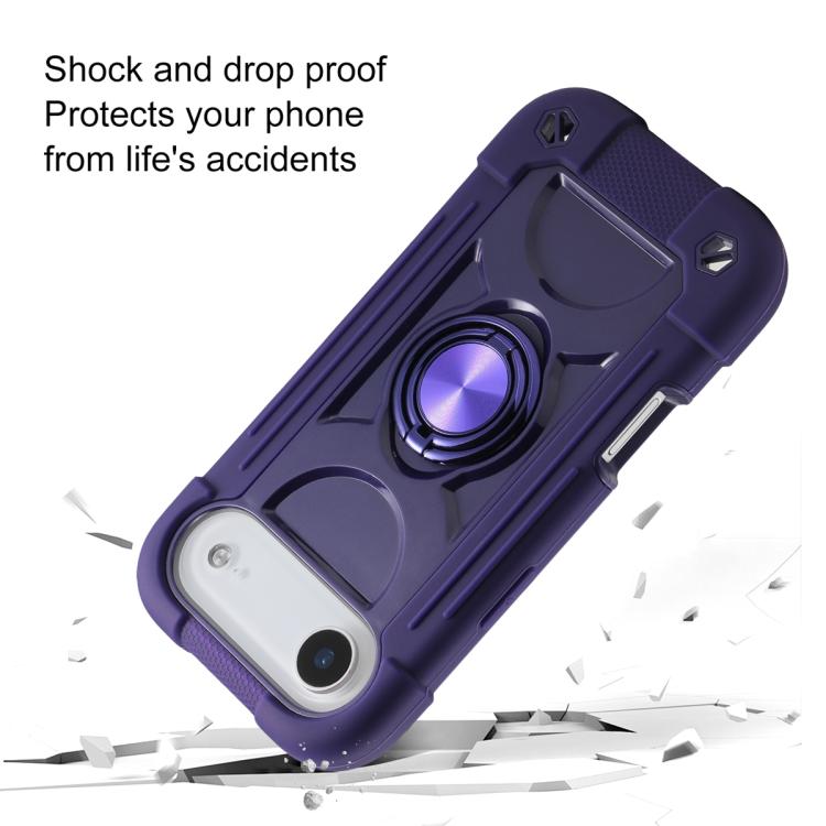 For iPhone Air Dual Ring 360 Degree Rotation Holder PC Hybrid Silicone Phone Case