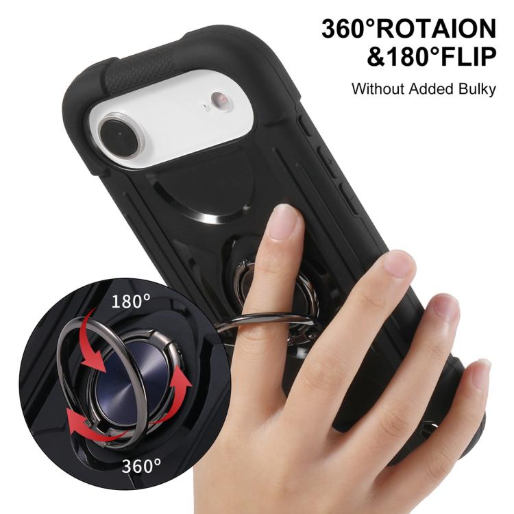 For iPhone Air Dual Ring 360 Degree Rotation Holder PC Hybrid Silicone Phone Case