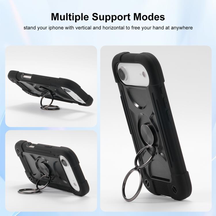 For iPhone Air Dual Ring 360 Degree Rotation Holder PC Hybrid Silicone Phone Case